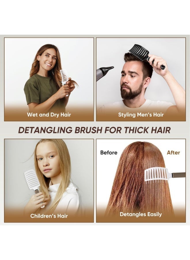 ChicAbode 2 جهاز كمبيوتر شخصي فرشاة الشعر، منحنى تهوية تفريغ فرشاة لتجفيف ضربة أسرع، منحنى تصفيف فرشاة الشعر للنساء الرجال متجأة مستقيمة سميكة رطبة وجافة الشعر، حلاقة تصفيف الشعر أدوات - Image 4